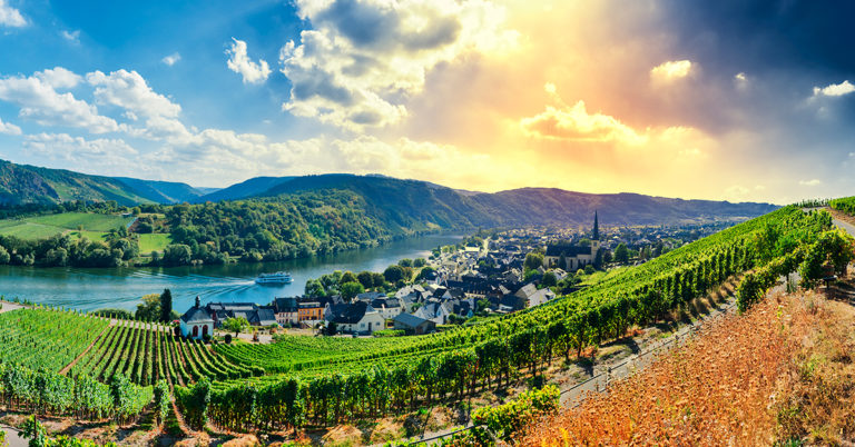 Mosel-elven omgitt av vinranker og små landsbyer