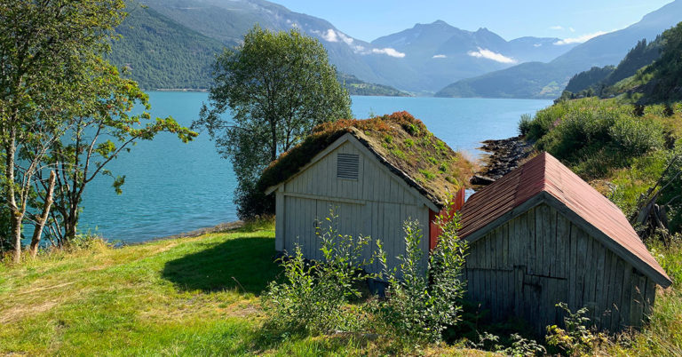 Vakre båthus i Loen, Norway