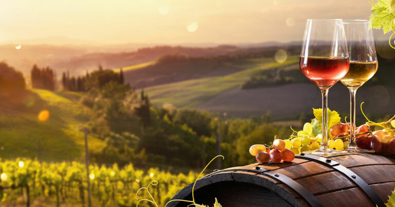 Vintønne med vinglass