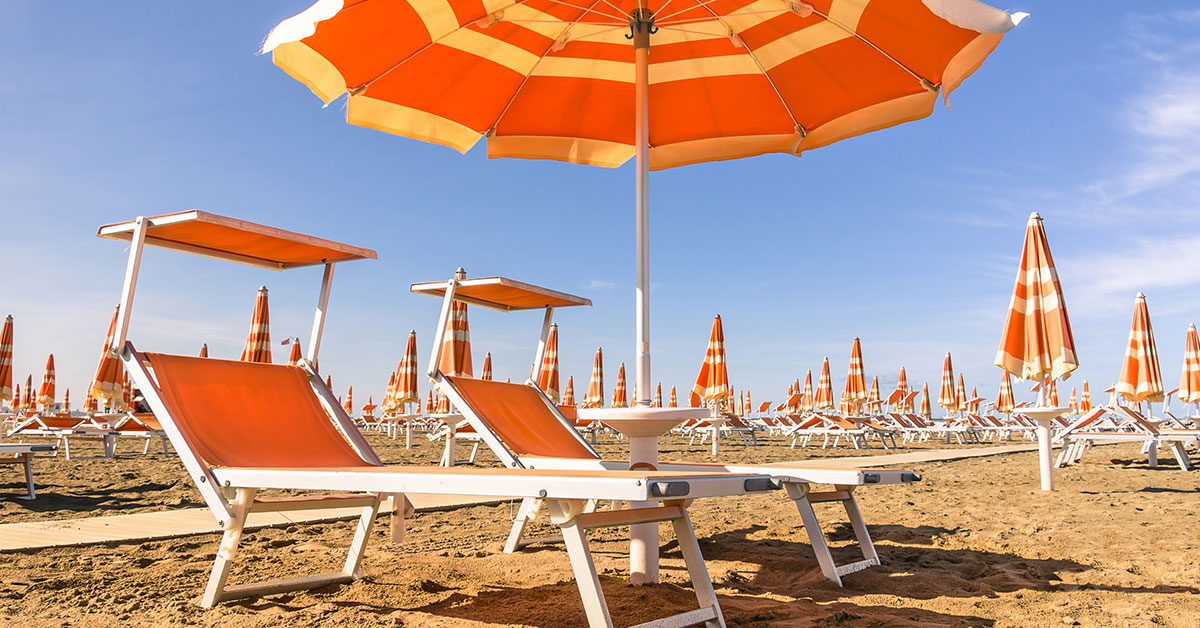 Orange strandstoler i Lido de Jesolo