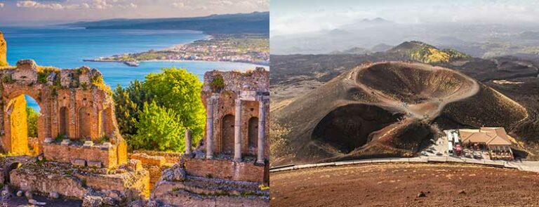 Teateret i Taormina og vulkanen Etna