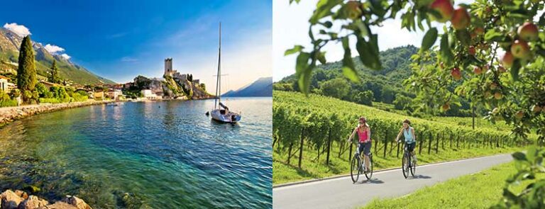 Malcesine og syklister langs drueranker