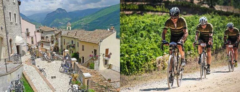 Byen Urbono samt syklister i sykkeldrakt