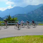 Syklister i Dolomittene, fantastisk utsikt